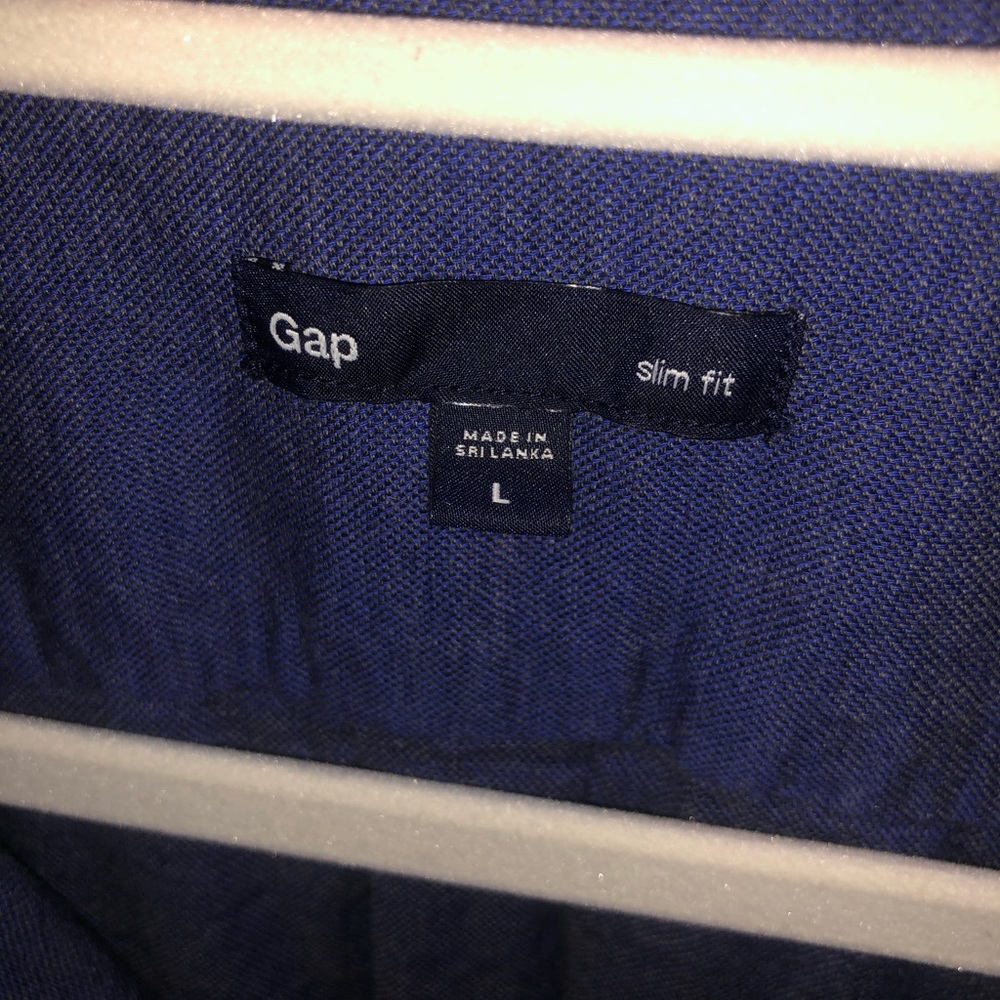 Blue button up top
